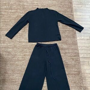 Zara Black Leisure Wide Leg Pants & Top Set